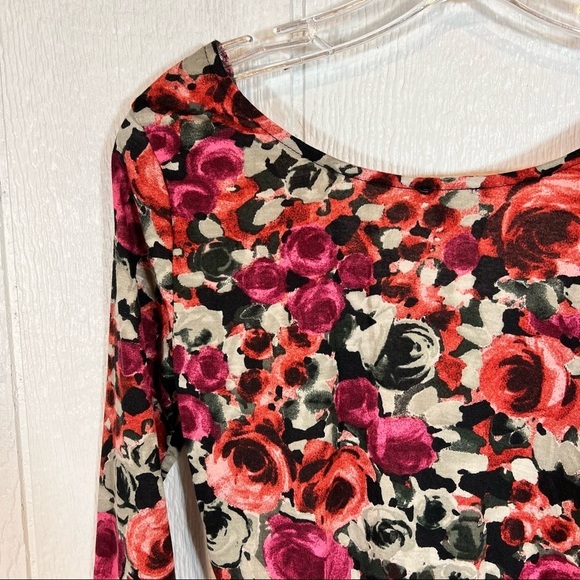 NEW Lily Rose Floral Rose Print Scoop Neck Blouse Small - Picture 7 of 16